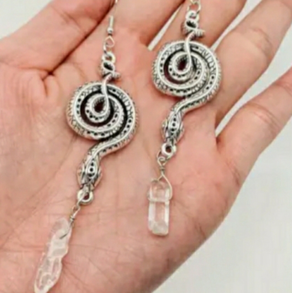 Snake crystals dangling earrings